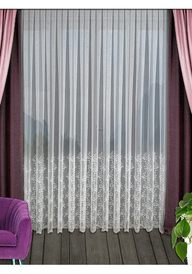 Desenli Tül Perde - Çiçek Motif